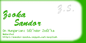 zsoka sandor business card